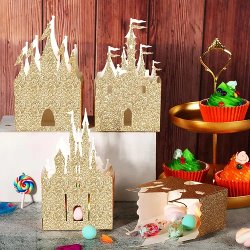 Vista 4 de Geiserailie 20 Piezas Caja de Castillo Caja de Dulces de Princesa Caja de Regalo de Confeti de Castillo Decoraciones de Fiesta de Princesa Fiesta