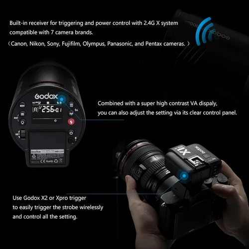 Vista 4 de GODOX AD300Pro - Luz estroboscópica para exteriores, 300 W, 2,4 G, TTL, HSS, 1/8000 s con lámpara de modelado bicolor y batería de litio recargable