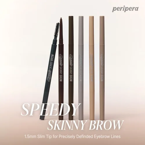 Vista 2 de PERIPERA Speedy Skinny Brow (01 Gris Marrón), Lápiz de Cejas Preciso de 1.5mm de Grosor, Punta Fina de Doble Cara, Define y Relleno de Cejas