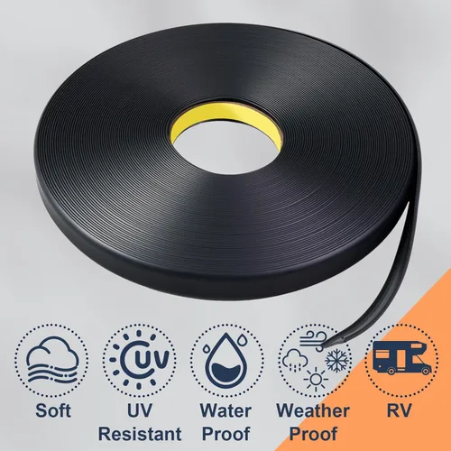 Vista 4 de Ecmln Moldura de vinilo resistente para caravana, moldura exterior de 1 pulgada, vinilo resistente a los rayos UV, accesorios para caravanas (negro)