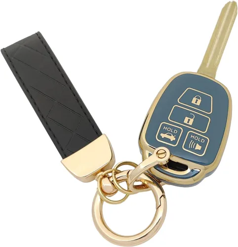 Vista 9 de Funda protectora de TPU para llavero compatible con Toyota Camry 2012-2017 2014-2017 Corolla Smart Remote Key Fob (negro)