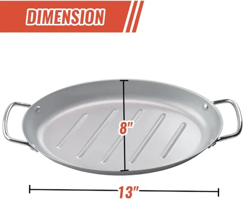 Vista 2 de Sartén para barbacoa al aire libre – 11" x 15" Topper con asas, bandejas para asar a la parrilla, bandeja de barbacoa