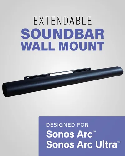 Vista 2 de SANUS Soporte de pared extensible para barra de sonido para Sonos Arc y Sonos Arc Ultra Soundbar – Ajuste de profundidad de 5 pulgadas optimizado
