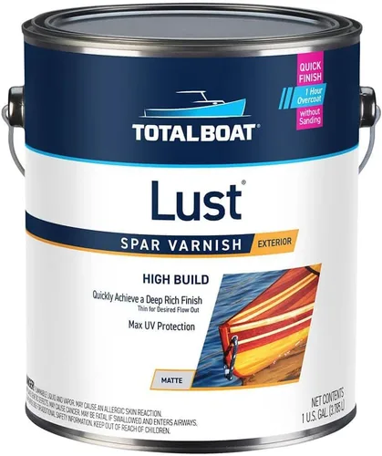 Vista 10 de TotalBoat Lust Marine - Barniz de alto brillo y acabado mate para madera, barcos, muebles de exterior (alto brillo, pinta)