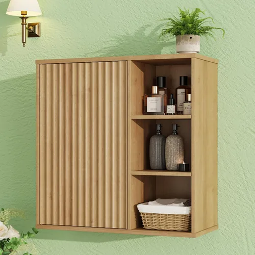 Vista 15 de FiveWillowise Armario de pared de baño, botiquín de granja con puertas de granero y estantes ajustables, gabinete de pared de cocina de 24 pulgadas
