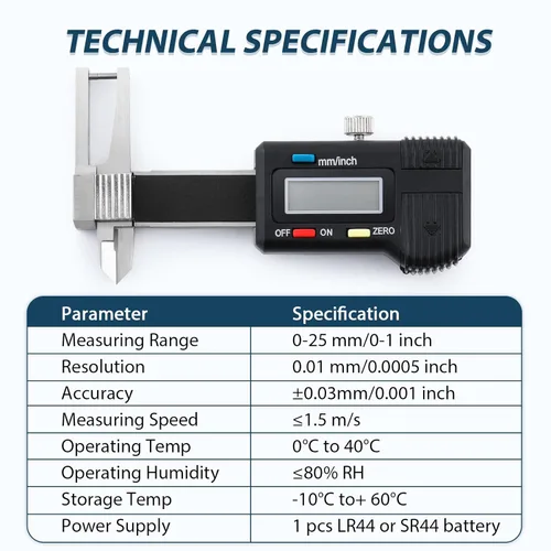 Vista 7 de Mini calibrador digital 3 en 1 calibre digital 0.000-0.984 in, herramienta de medición de precisión de acero inoxidable con pantalla LCD, conversión
