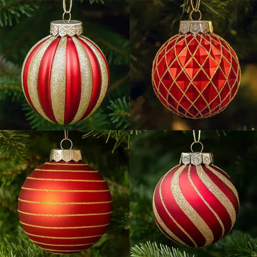Vista 20 de SLEETLY Paquete de 28 adornos de bolas de Navidad rojas y verdes para decoraciones de árboles - Juego de adornos de bolas de plástico inastillables