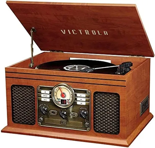 Vista 15 de Victrola Reproductor de Discos de Vinilo Montauk, Tocadiscos de 3 Velocidades Impulsado por Correa con Par de Altavoces Estéreo Bluetooth, Salida