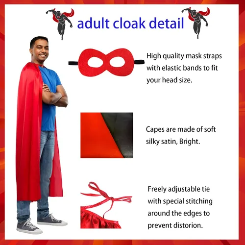 Vista 4 de Capas y máscaras de superhéroes para adultos, capas de Halloween, disfraces de superhéroes