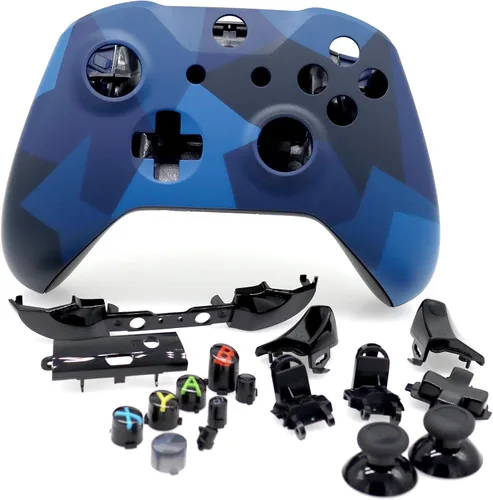Vista 6 de Deal4GO Kit de carcasa completa con palanca/botones/parachoques RB LB/reemplazo de placa frontal para mando Xbox One azul