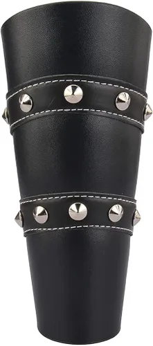 Vista 7 de AZORA Pulsera de cuero con diseño de guantelete medieval, pulsera con hebilla ancha para brazos, 2