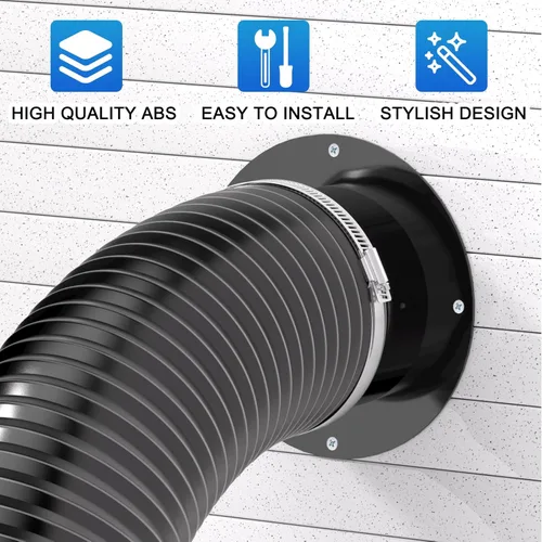 Vista 2 de Hon&Guan - Brida de conector de conducto de 3 pulgadas, collar de conducto de 3 pulgadas para conector de ventilación de secadora para sistema