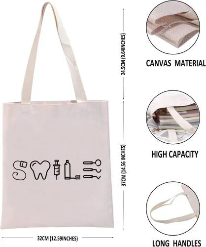 Vista 3 de G2TUP Dentists Smile Handbag Dental Assistant Tote Bag Dental Hygienist Graduation Gift