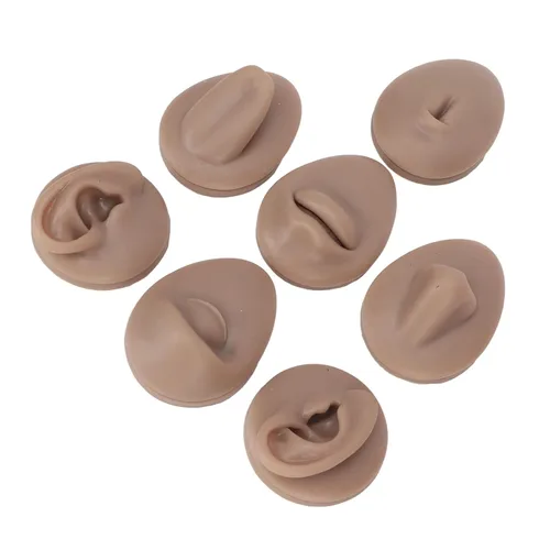 Vista 7 de Modelo de perforación corporal, 6 piezas de simulación de silicona para perforación de parte del cuerpo, kit de práctica de piercing, oreja, nariz
