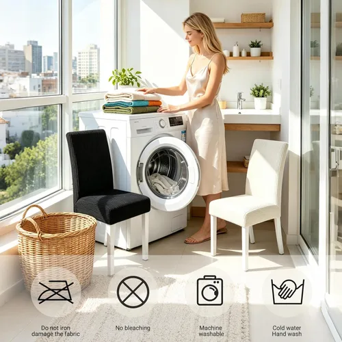 Vista 5 de PETCUTE Fundas elásticas para sillas de comedor, fundas elásticas antideslizantes para sillas de comedor, color gris, paquete de 2