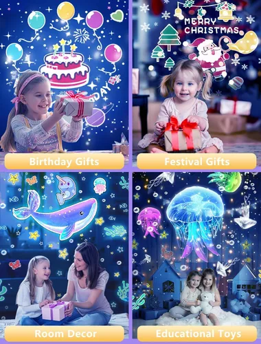 Vista 7 de 21 juegos de películas, proyector de luz nocturna para dormitorio de niños, techo, proyector de luz nocturna para niños, proyector de galaxia