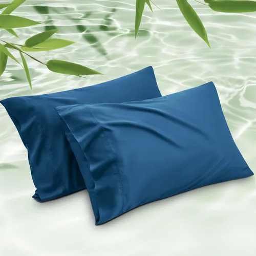 Vista 26 de Bedsure Fundas de almohada de tamaño estándar, fundas de almohada refrescantes, rayón derivado de bambú, color gris oscuro, juego de 2, fundas