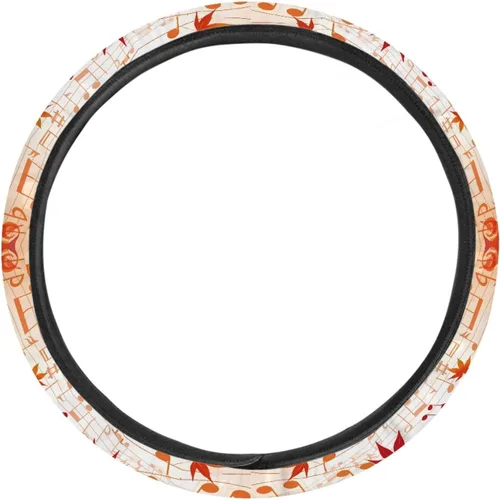 Vista 2 de HUGS IDEA Funda para volante de automóvil, diseño de hojas de otoño, ajuste universal, de neopreno, antideslizante, de 14 a 15 pulgadas, accesorios