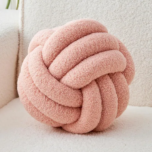 Vista 17 de LUSJNGE Almohada decorativa con nudo para el hogar, silla, sofá, cama, estética redonda, almohada decorativa con nudo de lana de cordero