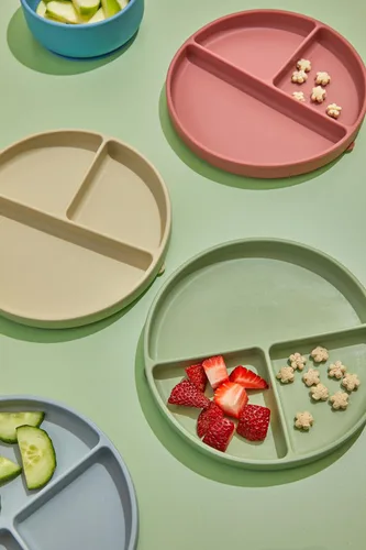 Vista 3 de dollop Placa de succión de silicona Sin BPA Apto para lavavajillas y microondas (rosa polvoriento)