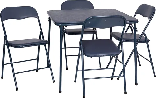 Vista 19 de Flash Furniture Madelyn - Mesa plegable cuadrada de 33.5" multiusos para jugar cartas con tapa de vinilo acolchada, mesa plegable portátil para Negro