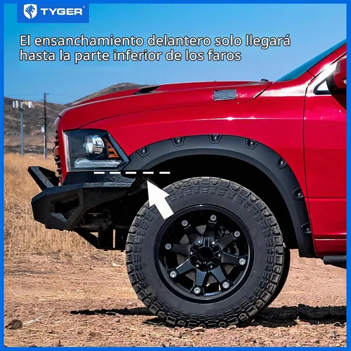 Vista 4 de Tyger Auto Fender Flare compatible con Dodge Ram 1500 2009-2018; 2019-2024 Classic (no compatible con R/T Rebel Warlock), estilo remachado de pernos
