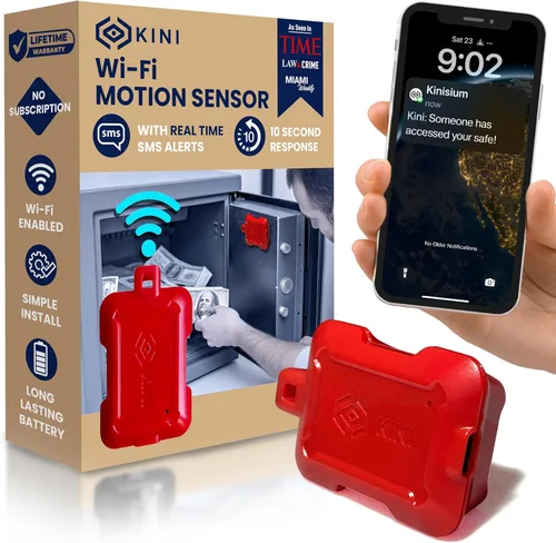 Vista 7 de Kini Safe Alert - Alarma con sensor de movimiento Wi-Fi – Aplicación en tiempo real, SMS y alertas de correo electrónico – Cajas fuertes para armas