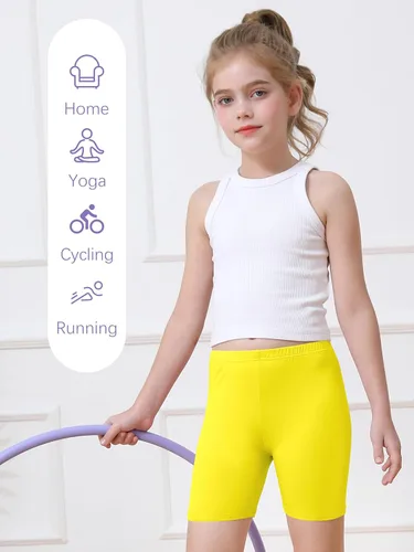 Vista 5 de Resinta Paquete de 6 pantalones cortos de ciclismo para niñas, ropa de verano, multicolor
