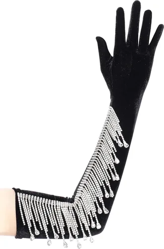 BABEYOND Long Opera Party Gloves 1920s Flapper Gatsby Accessories Velvet Stretchy Elbow Gloves