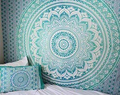 Vista 18 de RAJRANG - Tapiz con mandala para dormitorio y sala de estar, bohemio, para colgar en la pared, tapices de algodón