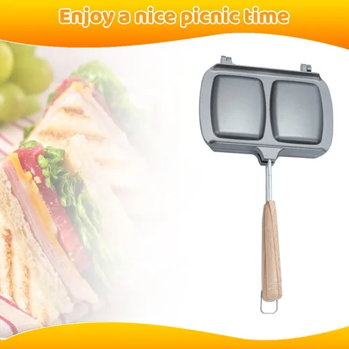 Vista 9 de Mumisuto Sandwichera antiadherente de doble cara, sartén abatible para desayuno, panqueques, tortillas, frittatas, tostadas