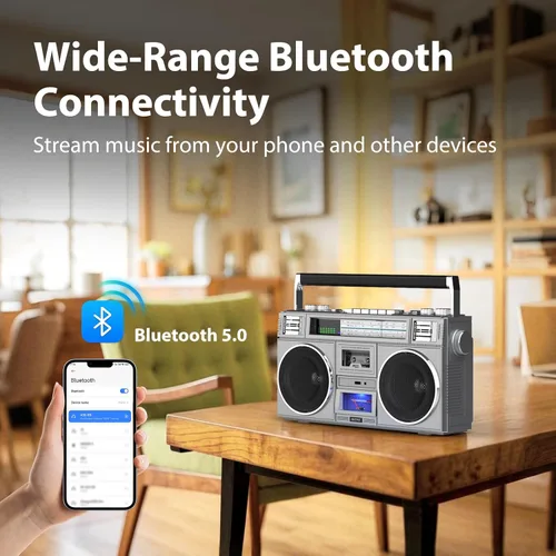 Vista 3 de FragrantBodyOilz Radio AM FM retro con altavoz Bluetooth, transistor de radio Bluetooth vintage con el mejor sonido, USB C recargable, compatible