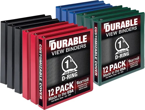 Vista 110 de Samsill - Carpeta duradera de 5 pulgadas, fabricada en los Estados Unidos, con anillos en D, transparente y personalizable, color blanco