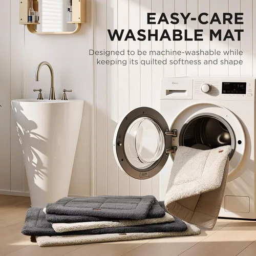 Vista 5 de Joydeco Colchoneta Reversible para Jaula de Perro de Perfil Bajo, Almohadilla Lavable para Perro con Vellón Ultra Suave, Diseño Compacto