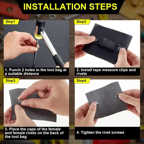 Vista 3 de Clip pequeño de metal para cinta métrica, herramienta de cinta métrica, clip de cinturón para cinturón de herramientas con tornillo de montaje