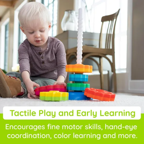 Vista 13 de Fat Brain Toys SpinAgain, juguetes para apilar y girar para bebés y niños pequeños de 1 año o más