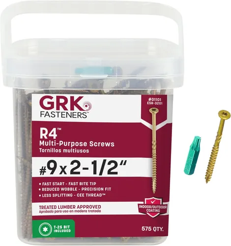 Vista 21 de GRK Fasteners R4™ # 9 x 1-1/2 pulgadas, tornillos de marco multiusos, 820 piezas, revestimiento Climatek™ resistente a la corrosión, vallas