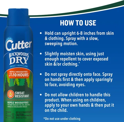 Vista 9 de Repelente de mosquitos en aerosol Cutter Backwoods, 25%, 0.25 libras