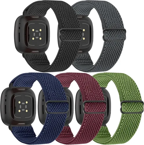 Vista 8 de Bandas elásticas compatibles con Fitbit Versa 4/Versa 3/Sense 2/Sense, correas de repuesto deportivas de nailon ajustables para mujeres y hombres