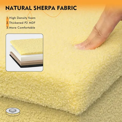 Vista 203 de PINPLUS Otomanas otomanas de almacenamiento con forma cuadrada con reposapiés de almacenamiento para sala de estar, asiento otomano Boucle para Gris