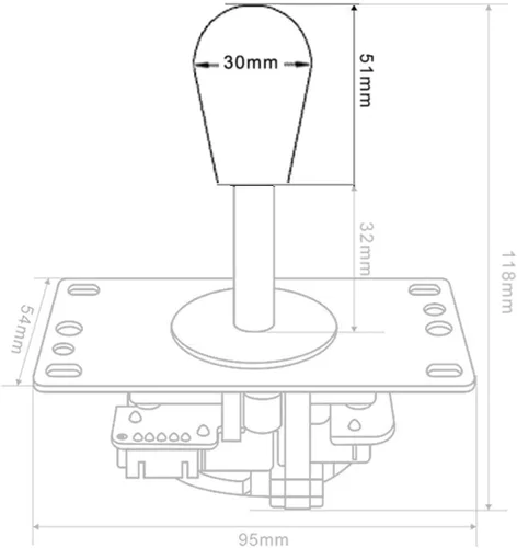 Vista 4 de 2 pomos de manija ovalada para cabeza tipo americano 2 unidades para repuesto de 2 jugadores arcade kit de bricolaje MAME Jamma Parts Pac Man