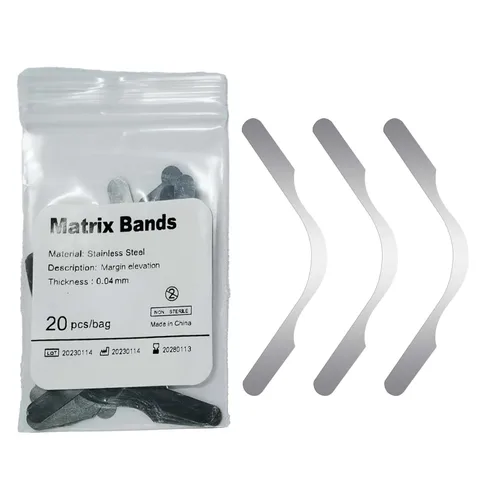 Vista 12 de Bandas de matriz dental Tofflemire Retenedor de Matriz de Acero Inoxidable Gran Curvatura Seccional de Matrices Contorneadas Banda Herramienta