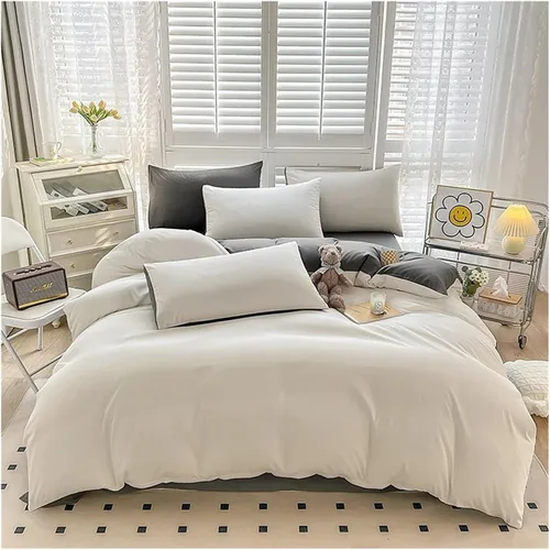 Vista 12 de Cama, Queen/L Negro Color Sólido Algodón Funda Nórdica Funda Nórdica