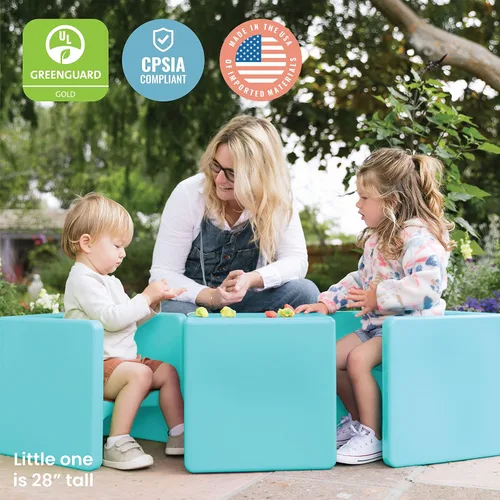 Vista 7 de ECR4Kids Tri-Me Silla de cubo 3 en 1, muebles para niños, Aqua