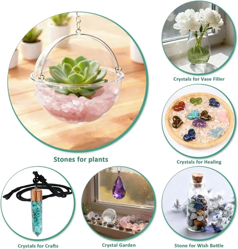 Vista 2 de Rockcloud Piedras trituradas pequeñas de 0.5 libras con bolsa de chakras, cristal de reiki curativo, decoración del hogar, lapislázuli