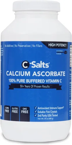 Vista 8 de C-Salts Polvo de vitamina C de ascorbato de calcio puro, bebida en polvo tamponada no ácida sin azúcar para apoyo inmunológico, protección