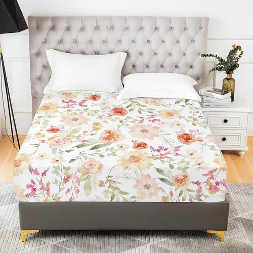 Vista 99 de YIYEA Sábana bajera ajustable de microfibra de doble cepillado de alta calidad, tamaño individual, sábana bajera ultra suave, encogimiento, Blanco