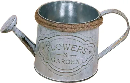 MERRYHAPY Maceta de hierro vintage con cuerda, maceta de hierro retro para arreglos florales, florero decorativo para flores frescas secas, cubo de