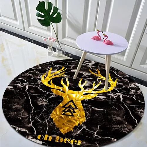 Creativity Round Area Rugs Golden Black Circular Carpet for Living Room Bedroom Bedside Rugs Home Floor Decor Mat - 80cm 100cm 120cm 140cm 160cm