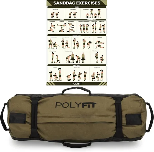 Vista 10 de Polyfit Classic Sandbag - Bolsa de arena de entrenamiento con 8 asas de Negro